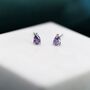 Extra Tiny Amethyst Purple Droplet Cz Stud Earrings, thumbnail 2 of 11