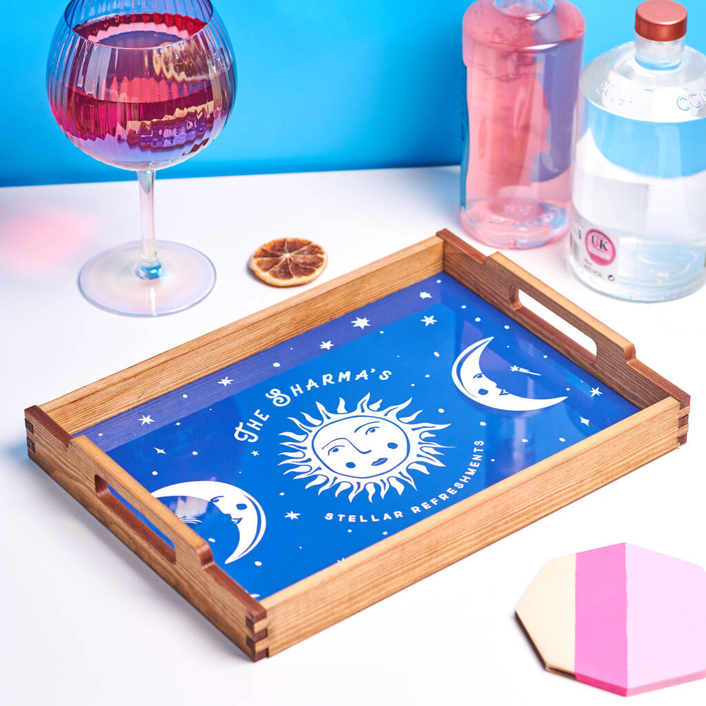 Personalised Celestial Wooden Drinks Tray, 1 of 3