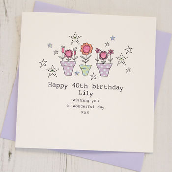 Personalised Flower Pots Birthday Card, 2 of 2