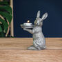 Silver Hare Rabbit Tea Light Candle Holder, thumbnail 1 of 5