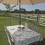 Tuscan Grove Olive Pattern Outdoor Garden Tablecloth With Parasol Hole, thumbnail 3 of 4