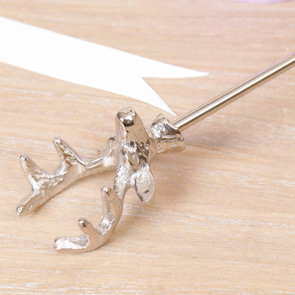 Antique Style Silver Stag Bust Candle Snuffer By Dibor