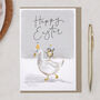 Cute Duck And Chick With Party Hats Easter Card, thumbnail 2 of 2
