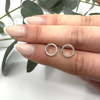 Sterling Silver Circle Stud Earrings, 3 of 4