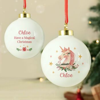 Personalised Unicorn Christmas Bauble, 4 of 5