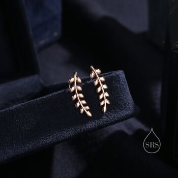 Sterling Silver Leaf Crawler Earrings, 2 of 12