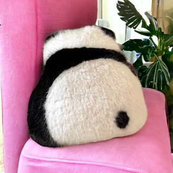 Plush Panda Lovers Faux Fur Throw Cushion, 4 of 5