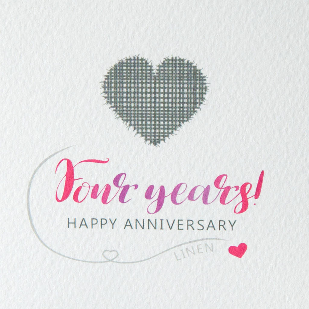  fourth  wedding  anniversary  card linen  by miss shelly 