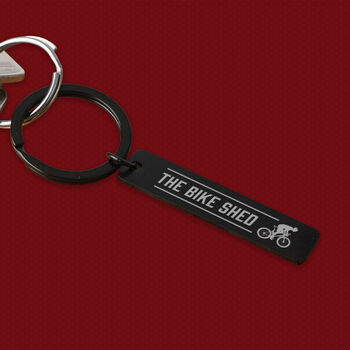 Long Black Metal Keyring 'The Bike Shed' | Father's Day | Key Accessory | Gift For Dad, 2 of 3