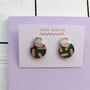 Leather Double Colour Stud Earrings, thumbnail 2 of 8