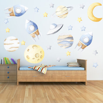 Space Rockets Planets And Stars Wall Sticker Set, 5 of 5