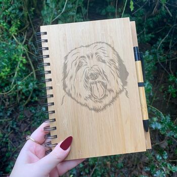 Personalised Old English Sheepdog Dog Engraved Notebook, 2 of 5