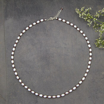 Sterling Silver Seed Pearl And Birthstone Necklace, 3 of 10