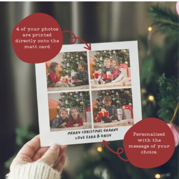 Personalised Four Photo Collage Christmas Card, 2 of 5