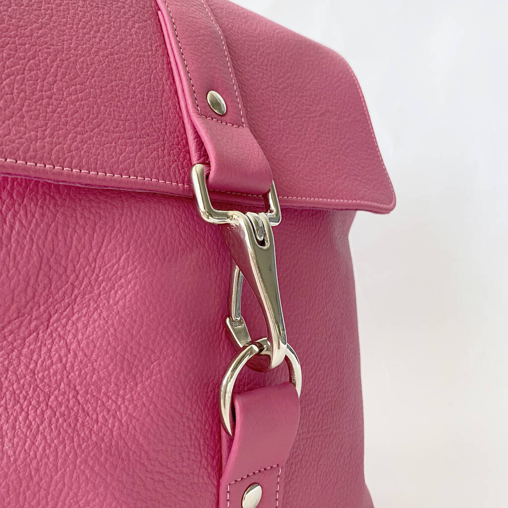 Handcrafted Hot Pink Leather Backpack