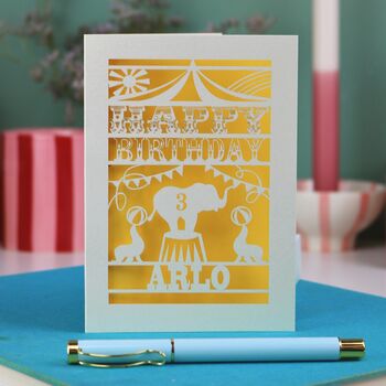 Personalised Papercut Circus Birthday Card, 2 of 10