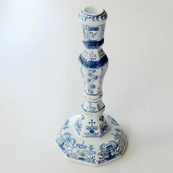 Chinoiserie Blue And White Porcelain Dutch Candlestick, 2 of 8