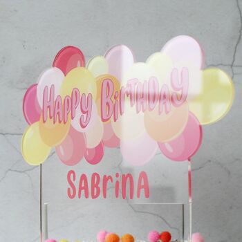 Personalised Balloon Cake Topper, Pink, 6 of 7