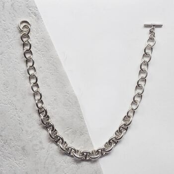 Chunky Sterling Silver Oval Ladder Chain Necklace, 2 of 5