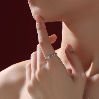 Blue Hydrangea Cz Flower Minimalist Ring, 4 of 10