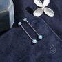 Double Blue Opal Dangle Chain Stud Earrings, thumbnail 3 of 11