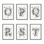 Personalised Monochrome Floral Initial Print, thumbnail 10 of 11
