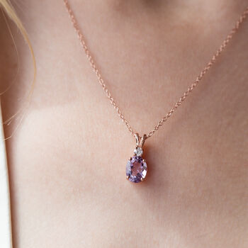 Lavender Amethyst Pendant Necklace In Sterling Silver, 10 of 12
