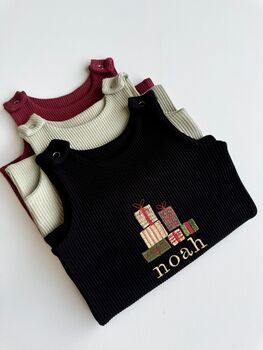 Personalised Giftbox Baby Dungarees Romper | Custom Christmas Outfit, 6 of 9