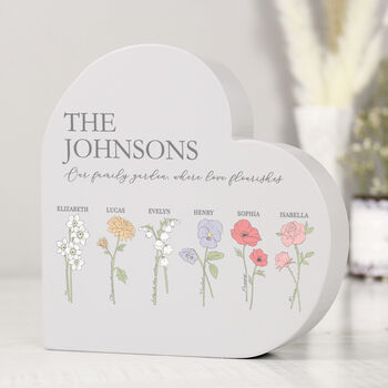 Personalised Flower Of Month Family Heart, 8 of 8