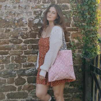 Pink Skull Tote Bag By Xander Kostroma, 2 of 3