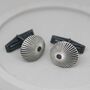 Sterling Silver And Black Cufflinks With Sunburst Motif, thumbnail 2 of 12