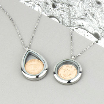 70th/80th Birthday Farthing Locket Necklace, 2 of 12