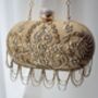 Rameesha Golden Beige Silk Embroidered Oval Clutch Bag, thumbnail 3 of 3