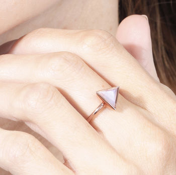 18ct Rose Gold Plated Triangle Moonstone Ring, 3 of 5