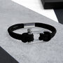 Men's Nautical Double Strand Shackle And Black Rope Bracelet, thumbnail 3 of 5