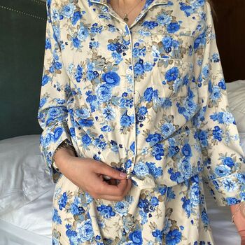 Handmade Silk Pyjamas Long Sleeve Floral, 2 of 8