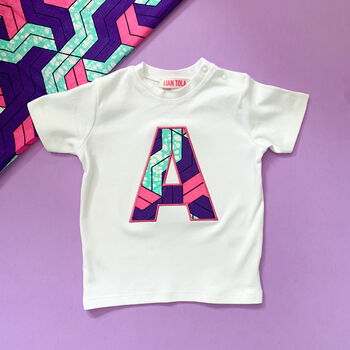 Personalised African Print Letter Baby Top, 6 of 8