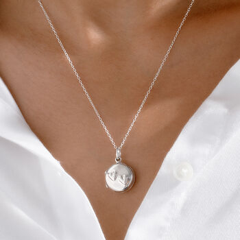 Sterling Silver Round Locket Necklace With Two Hearts, 3 of 6