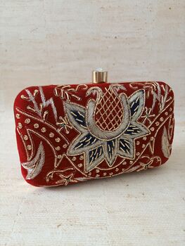 Peacock Red Rectangular Clutch, 7 of 9