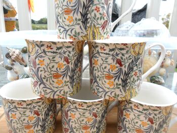 Set Of Six Mugs In William Morris Flora Design, 3 of 9