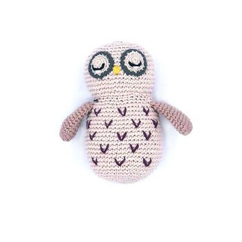 Crochet Baby Soft Toy Owl Rattle, 2 of 2