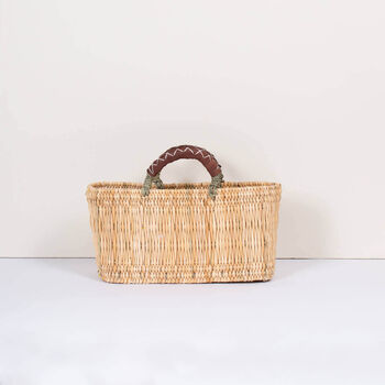Reed Storage Baskets With Leather Handles, 4 of 4