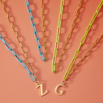 Personalised Initial Gold And Bright Paperclip Chain, 5 of 9
