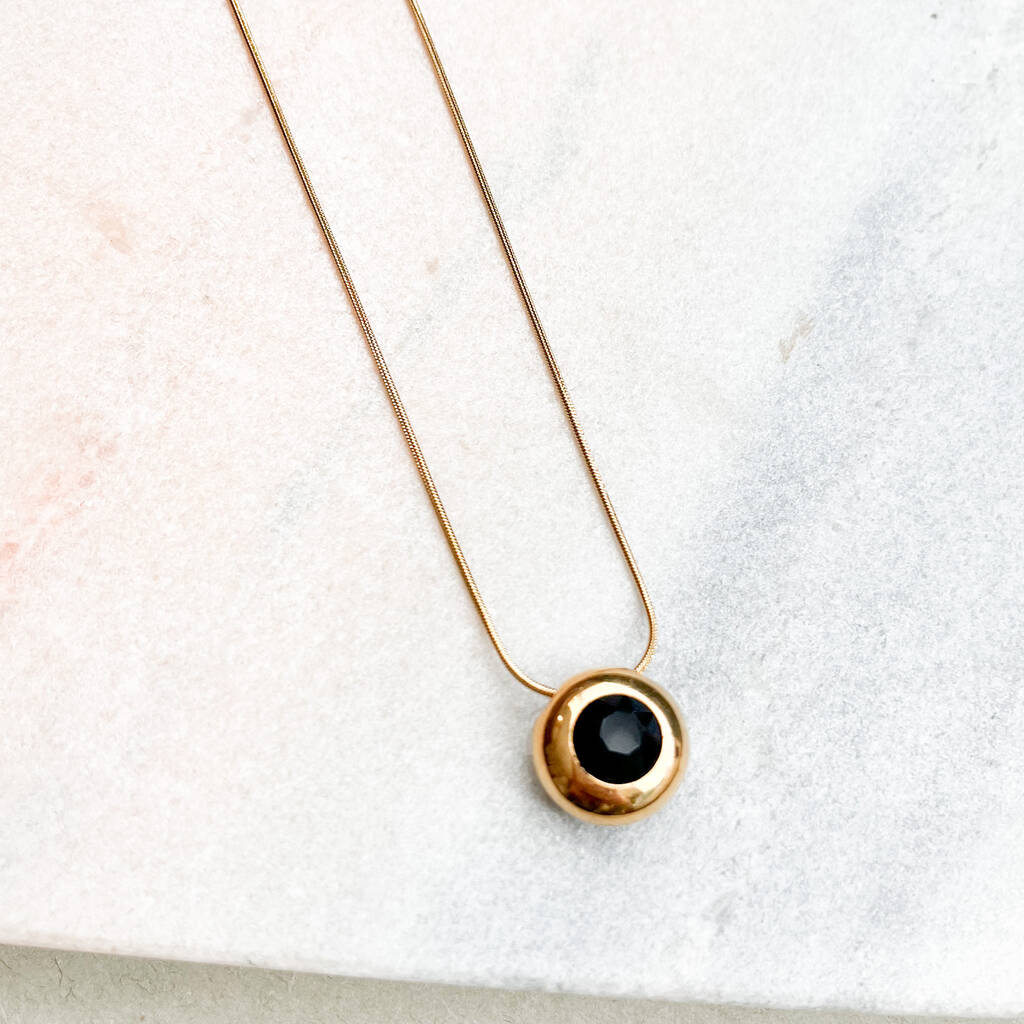 Art Deco Solitaire Black Crystal Pendant Necklace, 1 of 1