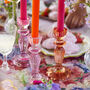 Pink Glass Candlestick Holder, thumbnail 3 of 4