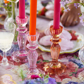 Pink Glass Candlestick Holder, 3 of 4