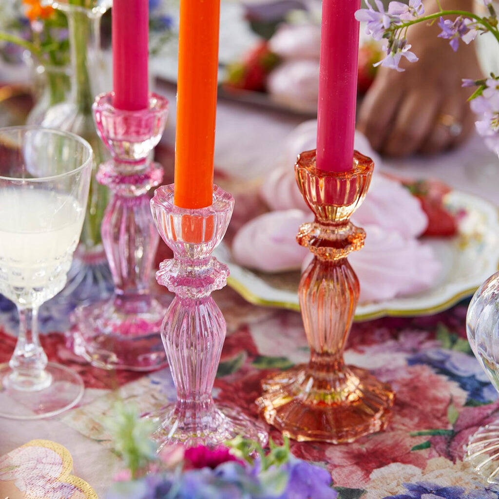 Pink Glass Candlestick Holder By Little Big Party Co.
