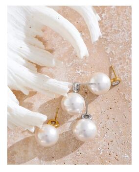 Monaco D’or Pearl Gold Crystal Cream Ball Stud Earrings, 2 of 2