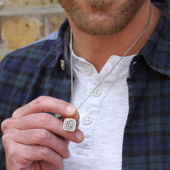 Men's Sterling Silver Reversible Virgo Zodiac Pendant, 2 of 4