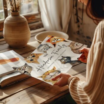 Personalised Peeking Cats Family Print – Funny Custom Wall Art, 2 of 6